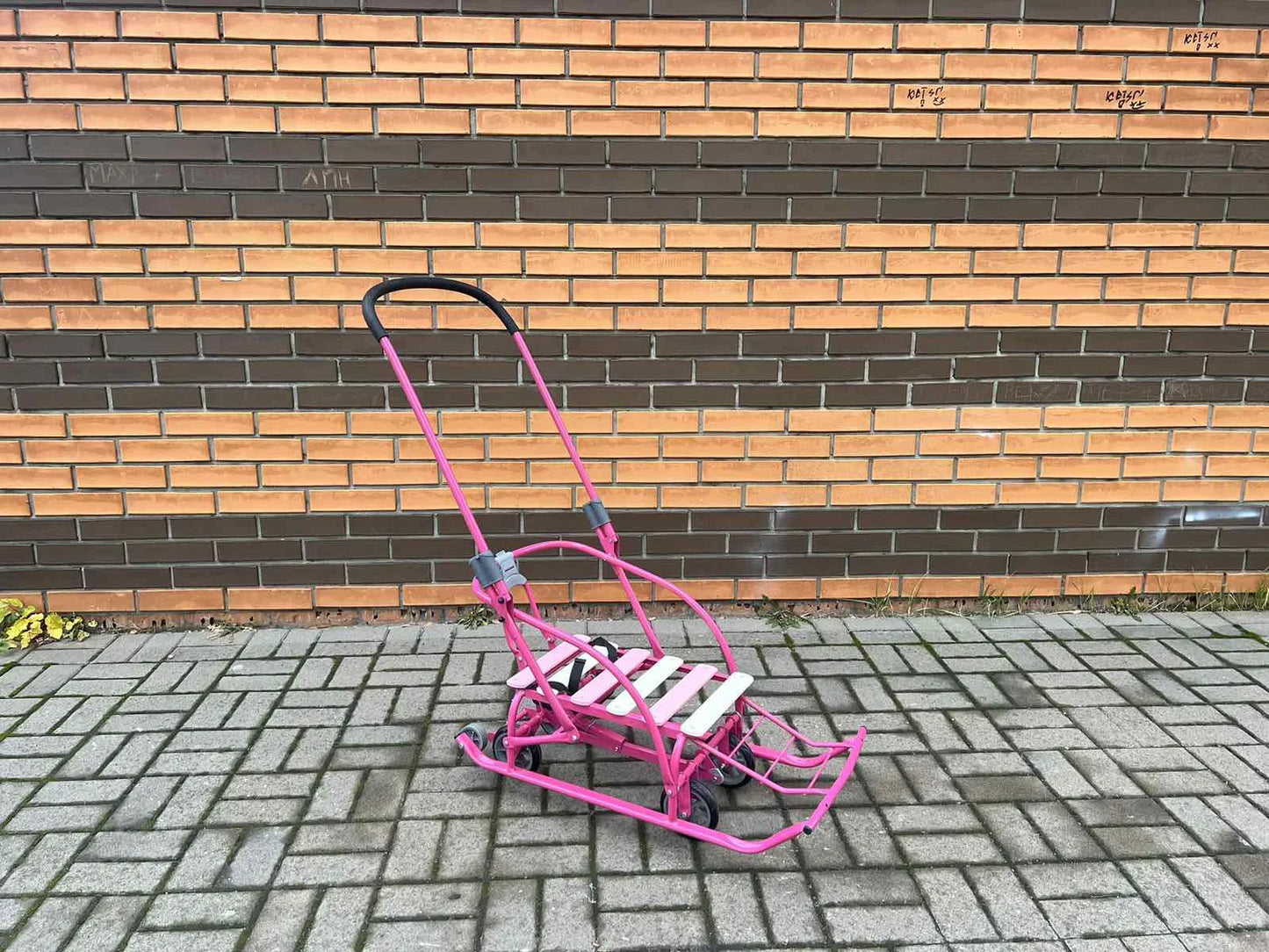 Дитячі санки на колесах Мрія рожеві - изображение 3