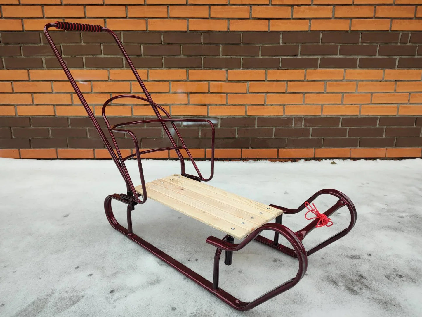 Дитячі санки Королівські люкс з ручкою-штовхачем бордо