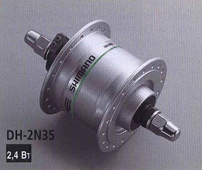 Втулка Shimano перед. DH-2Т35 динама 6V 2,4W, срібна