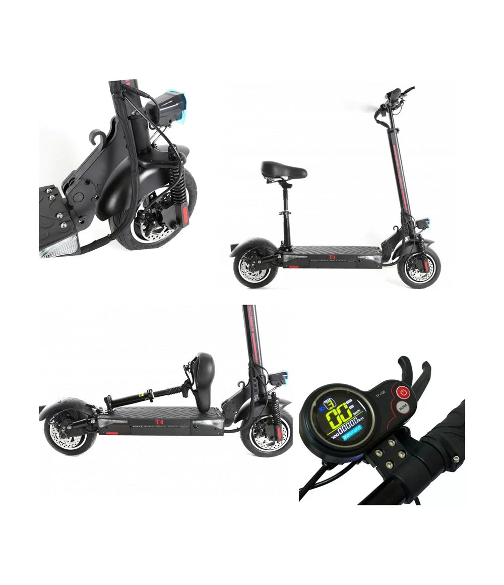 Электросамокат Т4 Crosser 10" кругл. спидометр с сидением